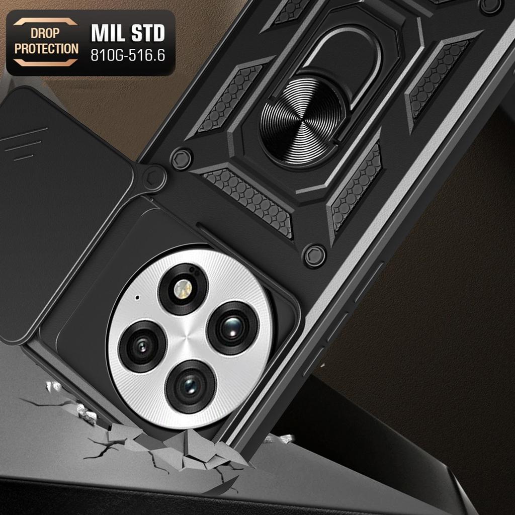 For OnePlus 13 Case with Slide Camera Lid PC+TPU Kickstand Phone Cover