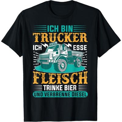Mens Ich Bin Trucker Esse Fleisch Drinke Beer Truck Driver Saying T-Shirt