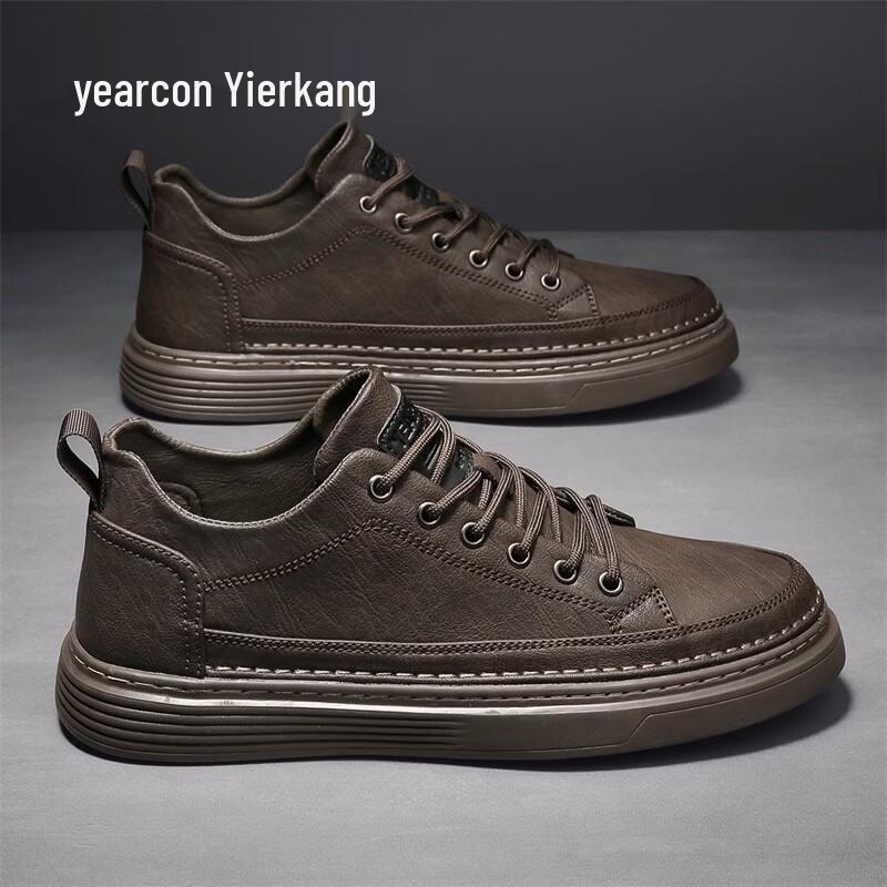 Yearcon Men s Breathable Casual Lace-up Leather Shoes CN 43