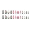 24Pieces Glossy False Nail Featuring 3D Waves Silver Icy Butterfly Pearls Effect Easy Application Design