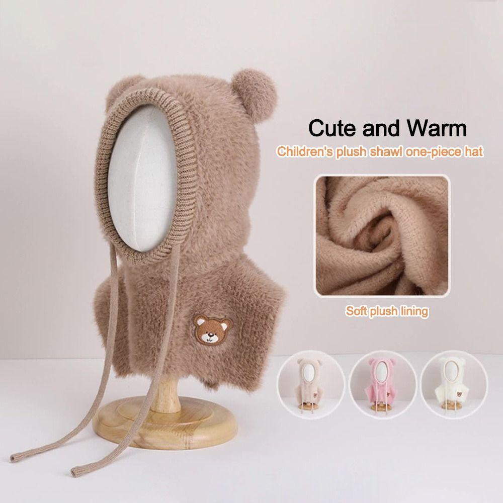 Shawl Pullover Cap Coldproof Kids Balaclava Hats Cute Children's Knitted Cap  Autumn Winter