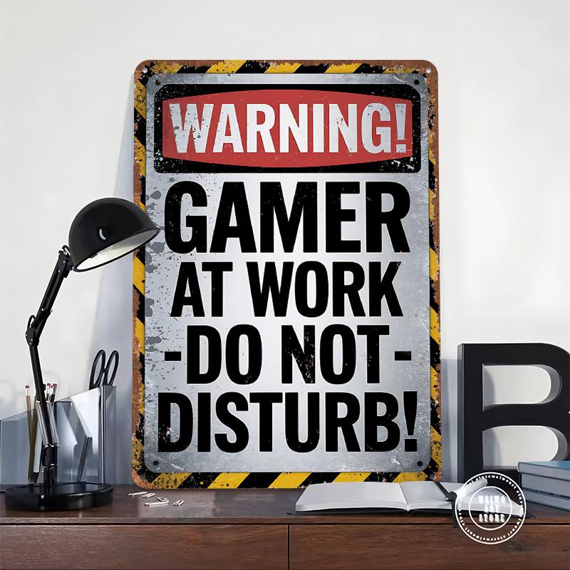 Gamer bei der Arbeit Schild 'Bitte nicht stören' Metallposter Personalisierte Wandkunst Retro Vintage Blechschilder für Raumdekorationen Wand Deko