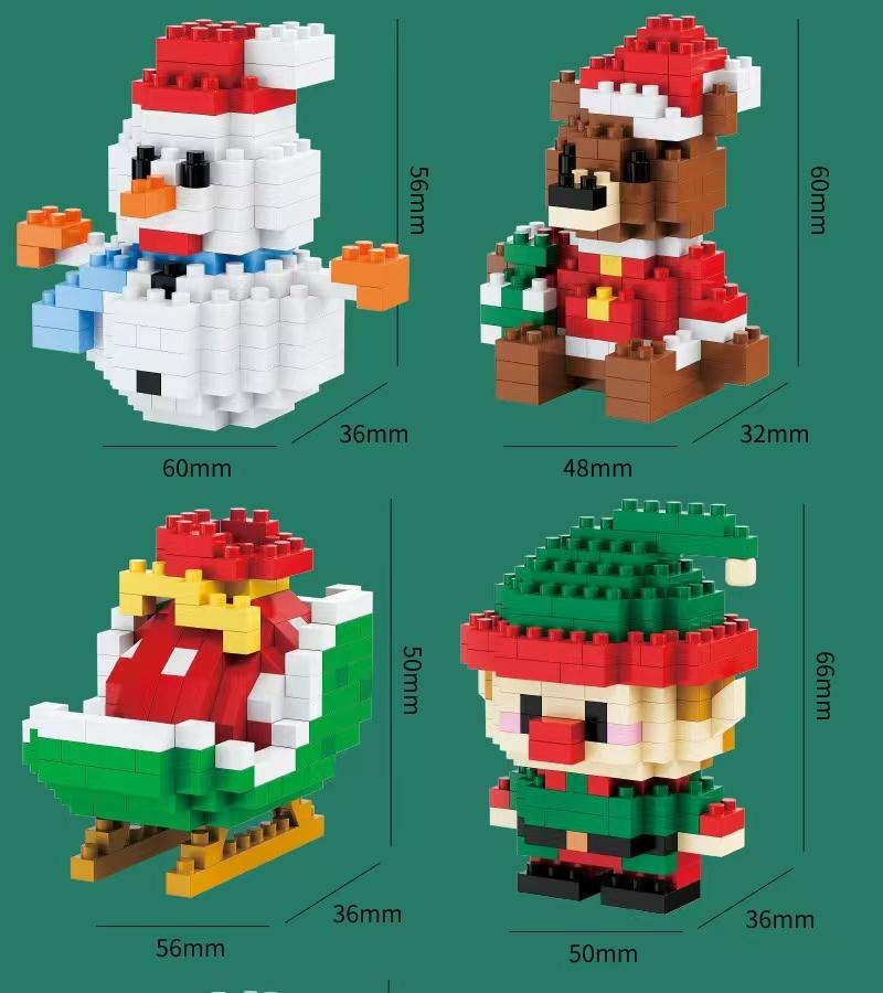 Christmas Gifts Micro Building Block Series Santa Claus Reindeer Puzzle Assembling Bricks Table Decoration Toys Children Kids
