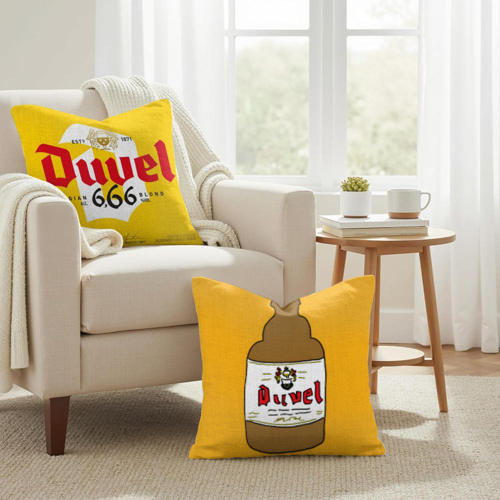 Cool Protective DDuvel Beer Cushion Cover Natural Linen Organic Fabric DoubleSided Printing Couch Pillow Covers Home Decor
