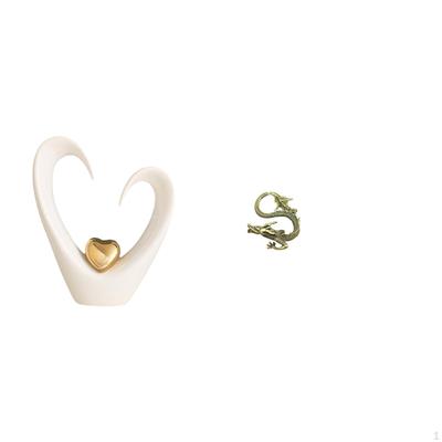 Heart Sculpture Brass Figurine Minimalist Modern Statue Collectible Ornament for Shelf Living Room