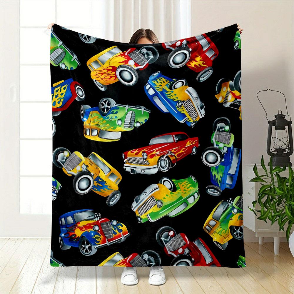 Hot Rod Cars Pattern Blanket bedroom Blanket for Livingroom Couch lunch break Soft throw for Friend's festival Gift