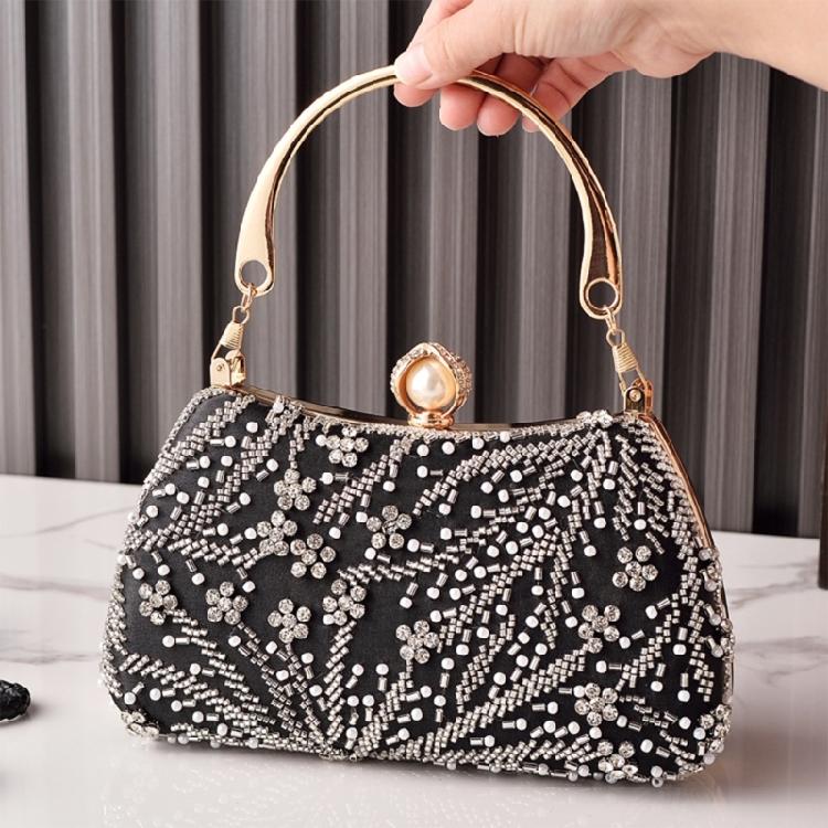 Women's Top Handle Handbags,Pearls Evening Clutches Purse with Chain Shoulder Bag for Party Prom Wedding Cocktail Club