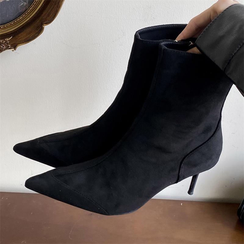 Eilyken 2025 New Autumn Winter Fashion Zipper Ankle Boots Woman Elegant Pointed Toe Thin Heels Party Prom Shoes Zapatos De Mujer