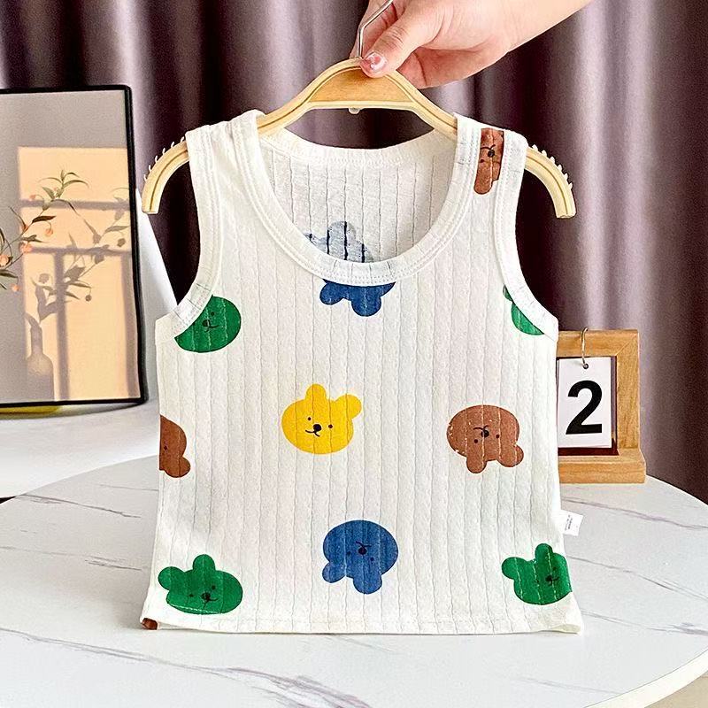 Children's Pure Cotton Vest Cartoon Girls' Summer Thin Suspender Boys' Pure Cotton Vest Baby Sleeveless Backing Vest