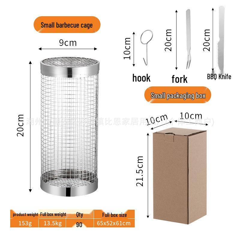 Stainless Steel Rolling BBQ Basket - Outdoor BBQ Tool