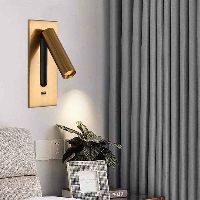 Oeny Light Luxury Bedside Reading Wall Lamp with USB-C