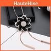 Stylish And Chic Long Chain Flower Sweater Necklace With Luxurious Rhinestone Accents