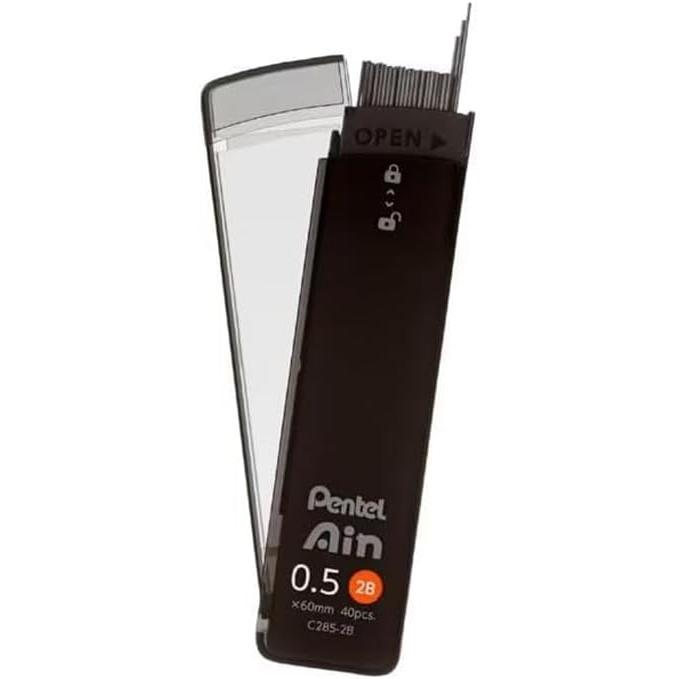Ain Sharp Pencil Refills, 2B, 0.5mm, 3-Pack (XC2852B-3P) with Original Logo Sticker - Smooth, Break-Resistant, Smudge-Proof, New Formula, Case