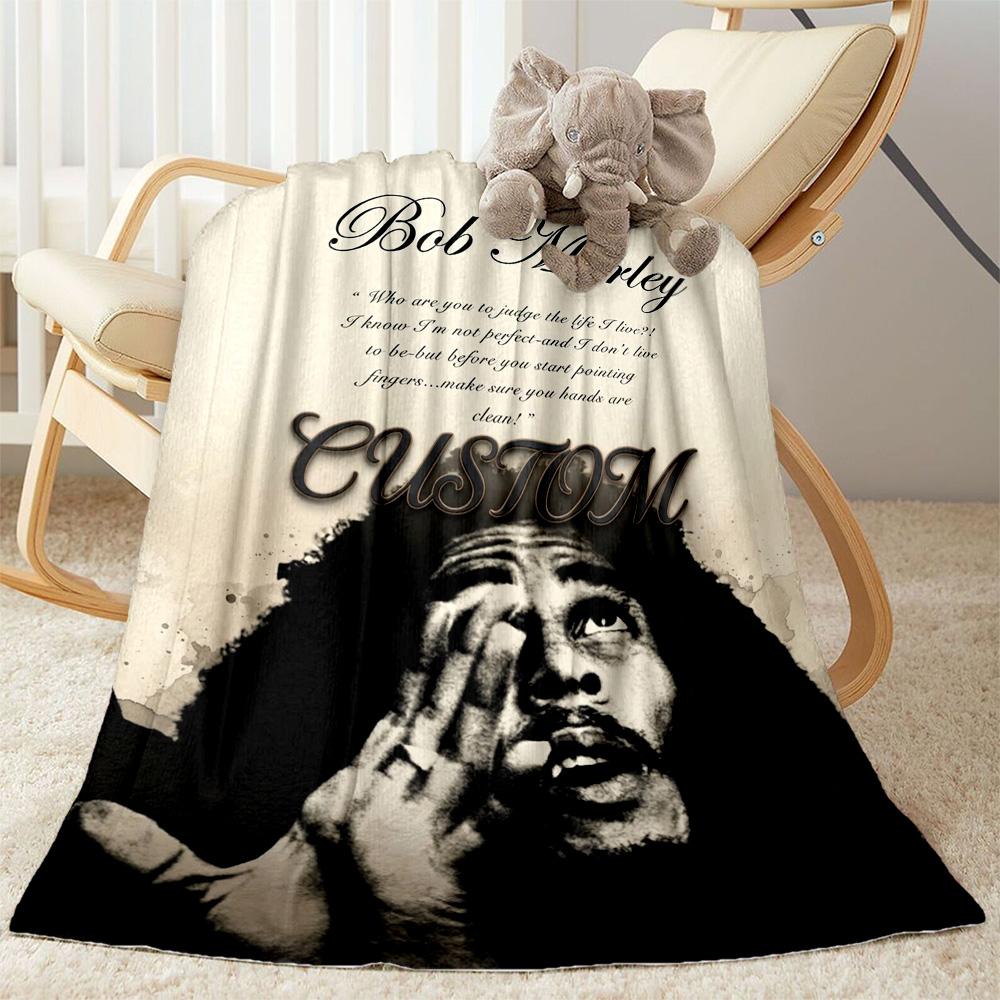 Bob Marley Custom Personalized Name Blanket Multipurpose Customizable Blanket Durable Comfort Throw For Home Decor Livingroom Office Chair Bed