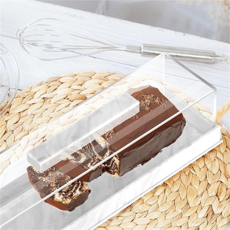 Rectangular Cake Display Box with Clear Lid Acrylic Cake Box Cake Container Cake Storage Tray for Home and Commercial