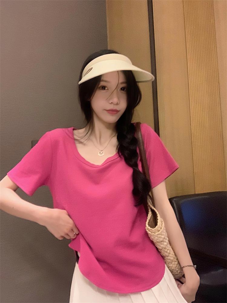 Plus Size Women's Summer Slimming Irregular Short Sleeve T-shirt - Loose, Stylish Belly Covering Top