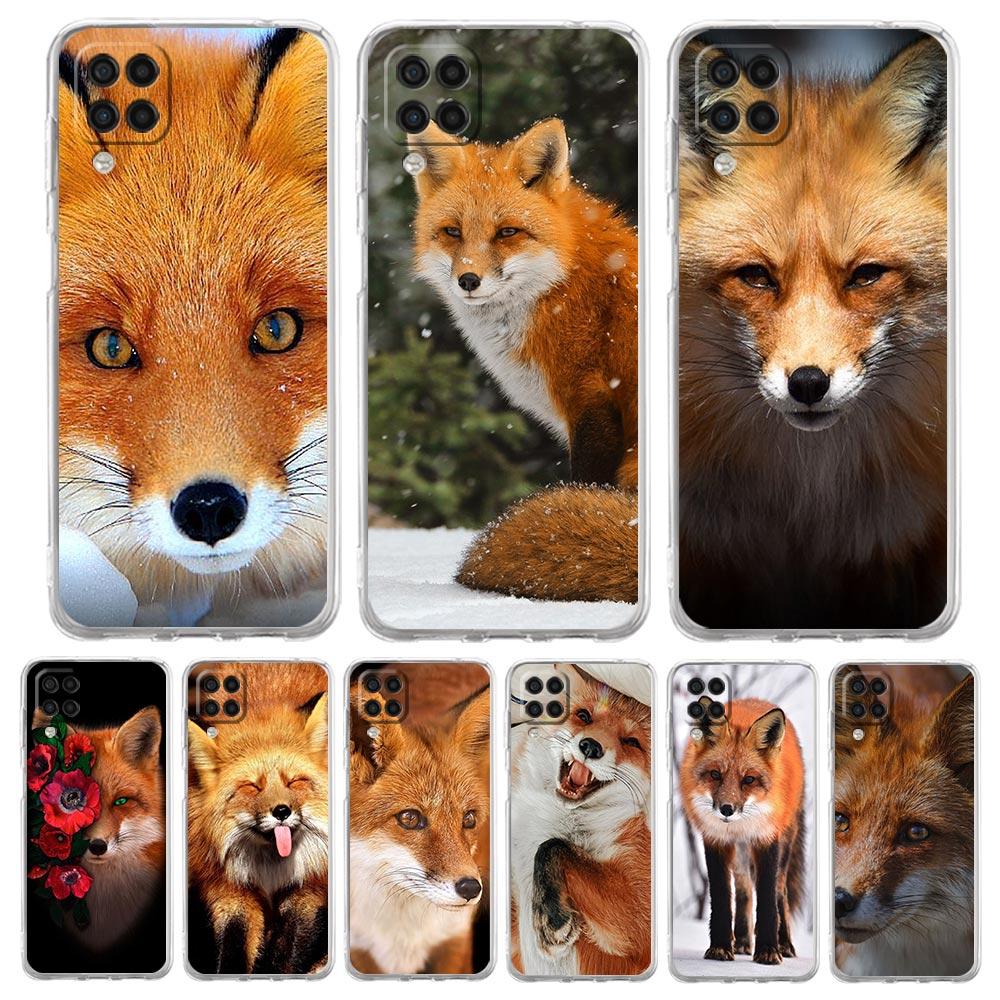 

Прозрачный чехол для телефона Samsung Galaxy A13 A51 A71 A21S A12 A11 A31 A52 A41 A23 A53 A73 A32 5G A03S Мягкий чехол Милый подарок с изображением красной лисы