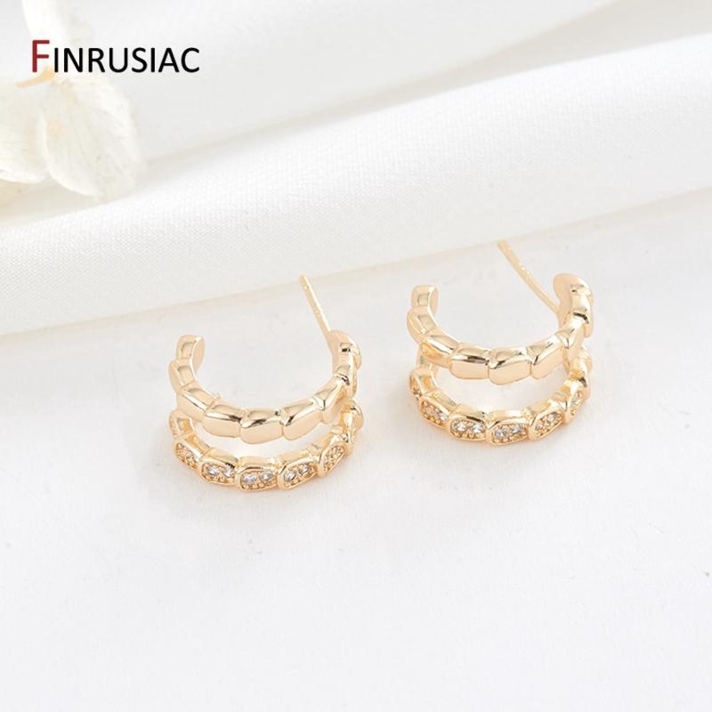 

2025 New C-Shaped Semicircle Earrings For Women, Gold-Plated Micro-Inlaid Zircon Women s Post Earrings Wholesale 1 Pair
