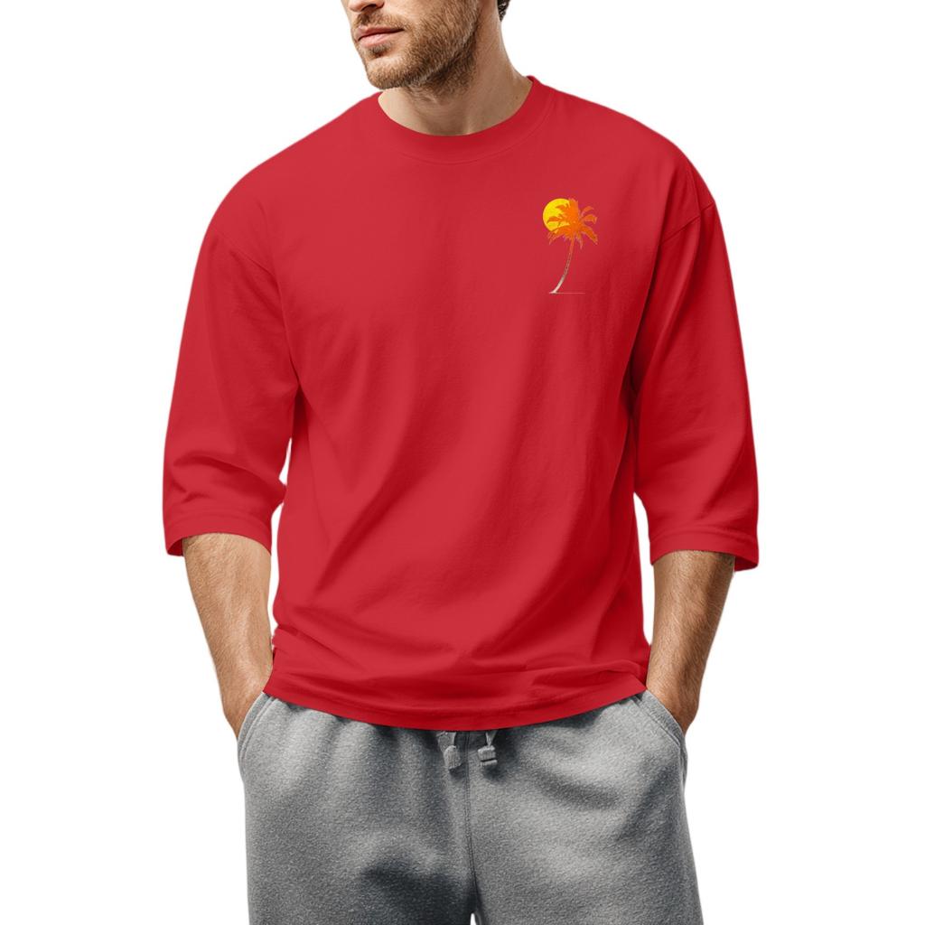 Men'S Round Neck Three-Quarters Sleeve Top Casual Fashion T-Shirt