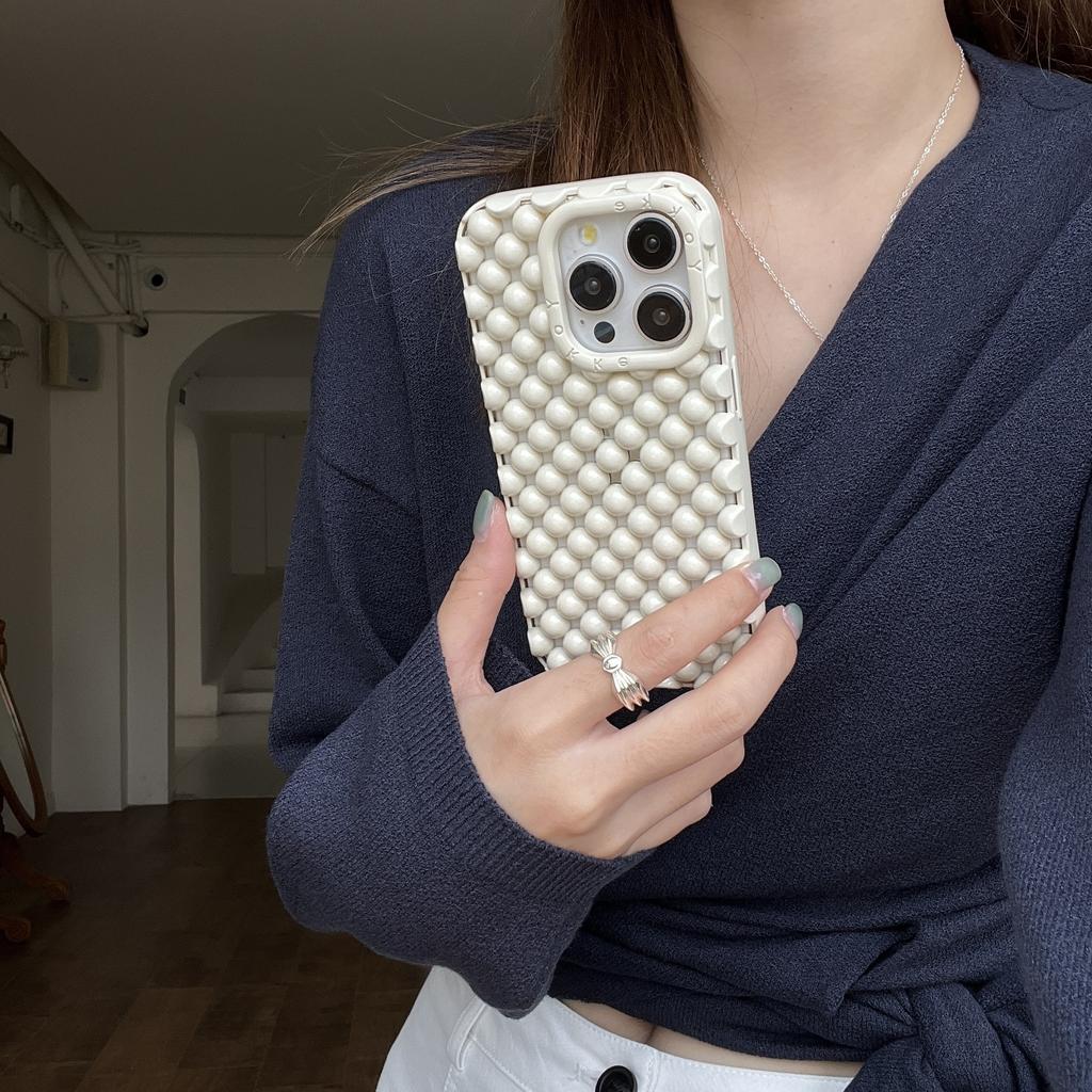 Summer Hollow Three-Dimensional Pearl Shell Case for iPhone 16 Pro Max, Compatible with Apple 17 New Model 14/15