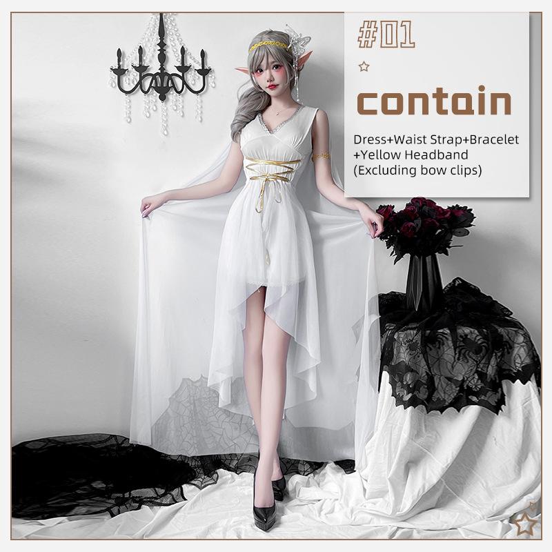 Greek Goddess Medieval Skirt Halloween Costume Elf Dress Cleopatra Athena Performance Costume