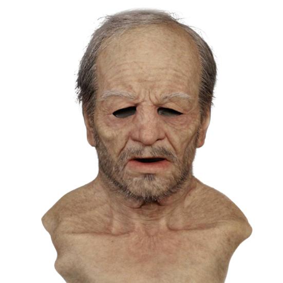 Gammal Mans Mask för Vuxna Realistisk Latex Äldre Människa Huvudtäckning med Livslika Rynkor för Halloween Maskerad Cosplay Kostymrekvisita