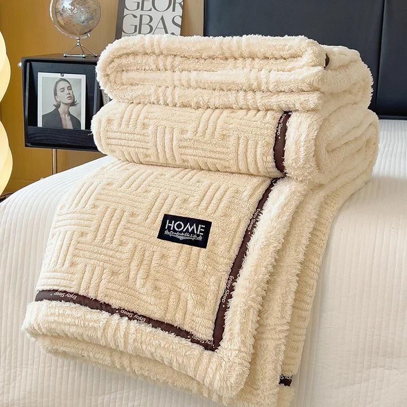 New Half Sides Fleece Autumn Winter Blanket for Bed Soft Fluffy Warm Sofa Cover Blankets Glade A Comfortable Warmth Blanket