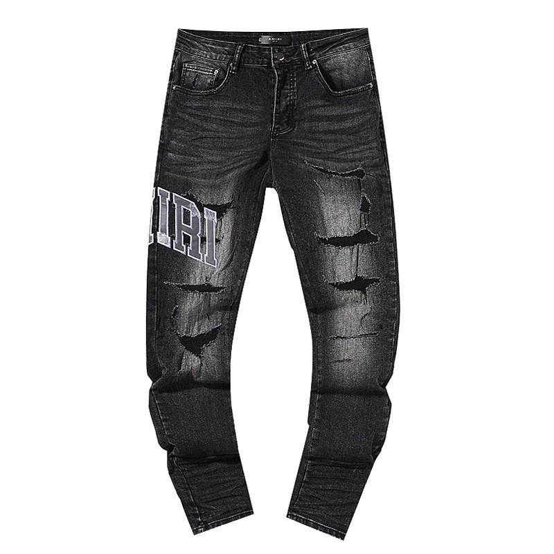 Jeans de Hombre Rectos con Parches Desgastados Estilo Vintage High Street Pantalones Casuales