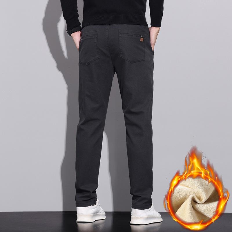 6 typů kávy Černá Šedá Podzimní a zimní Pánské kalhoty s fleecem/Běžné Volitelné Slim fit Rovná nohavice High-end Ležérní kalhoty pro mírně pokročilé