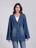 Stylish V-Neck Loose Denim Jacket - Early Autumn Casual Design