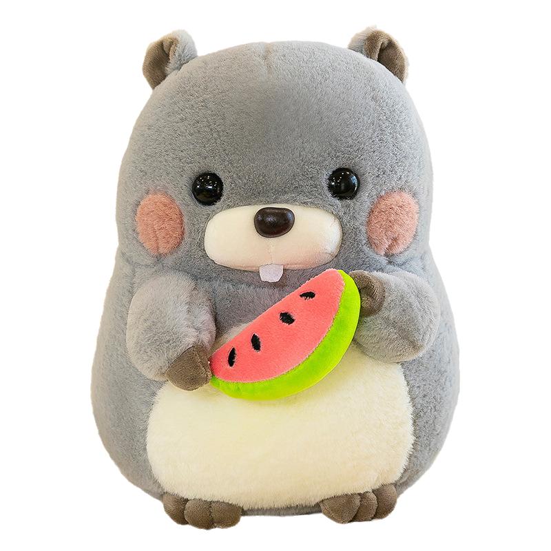 

Groundhog Plush Toy Stuffed Animal Pp Cotton Filled Watermelon Strawberries Nuts 20cm/7.87in сірий колір
