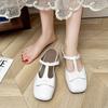 French imitation leather bag head and half slippers women's summer new square head slope heel thick heel low heel outer wear a pair of cool slippers