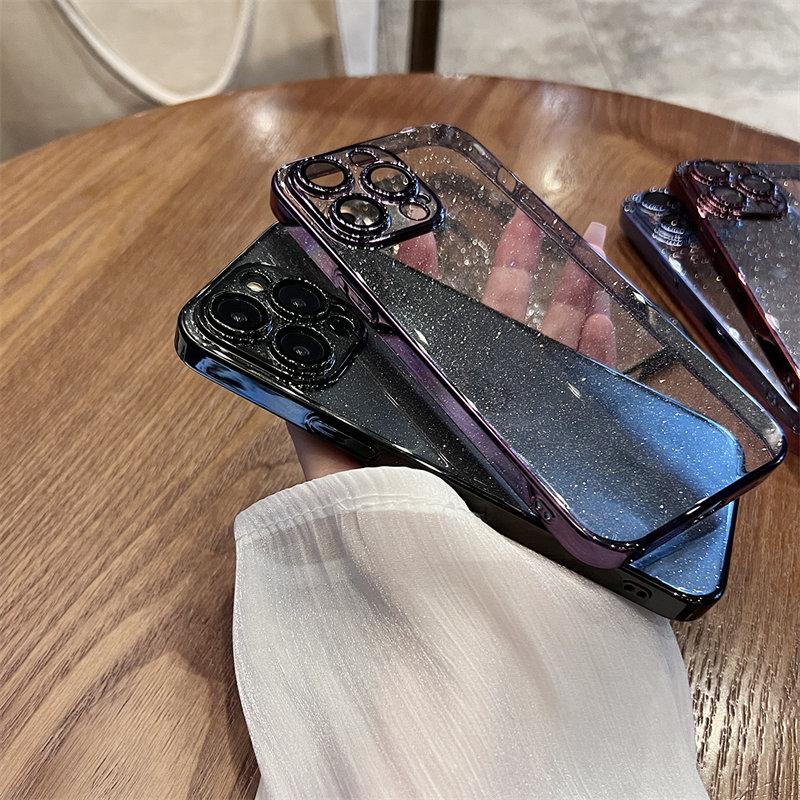 Husă de telefon cu sclipici galvanizată de lux pentru iPhone 11 12 13 14 15 Pro Max Plus Husă de protecție transparentă transparentă antișoc