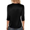 Women's V-neck Three-quarter Sleeve Satin Shirt Top, Lightweight For Spring And Summer