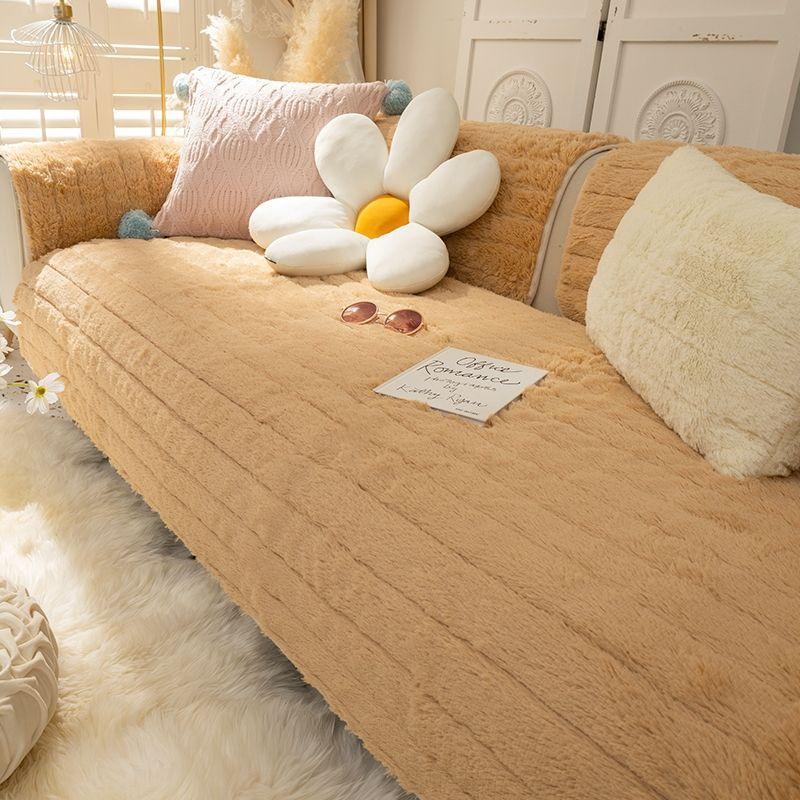 Winter-Ledersofakissen, verdickter Plüsch, rutschfester Bezug, für alle Jahreszeiten, universeller Winter, leichtes Luxus- und Schlichtheitskissen