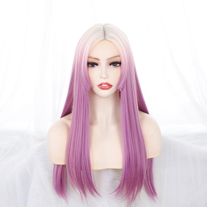 Bybrana Women Gradient Color Mid-Length Synthetic Hair Daily Wear