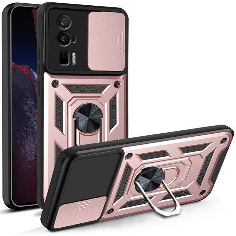 Armored case for Xiaomi Poco F5 Pro, CamShield Slide, pink rose gold