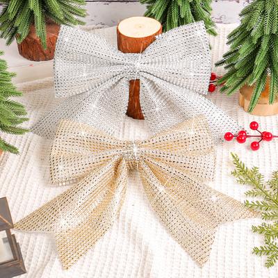 Christmas Sparkling Diamond Bow Pendant Party Festival Showcase Christmas Tree Decoration Large Bow Decoration Accessories New