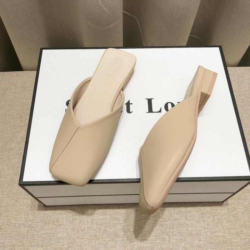 Fashion Hot Selling Square Toe Elegant Flats Women Slippers Designer Casual Soft Mules Shoes 2025 Spring New Trend  Walking Zapatillas