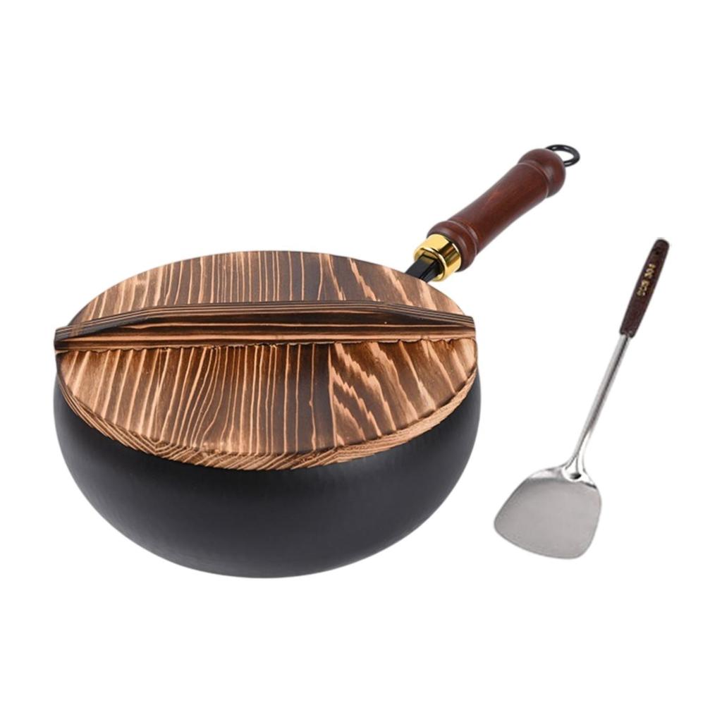 45 Inch Frying Pan, with Hanging Hook, Uncoated, Cookware for Kitchen, Home, Camping, Hotel