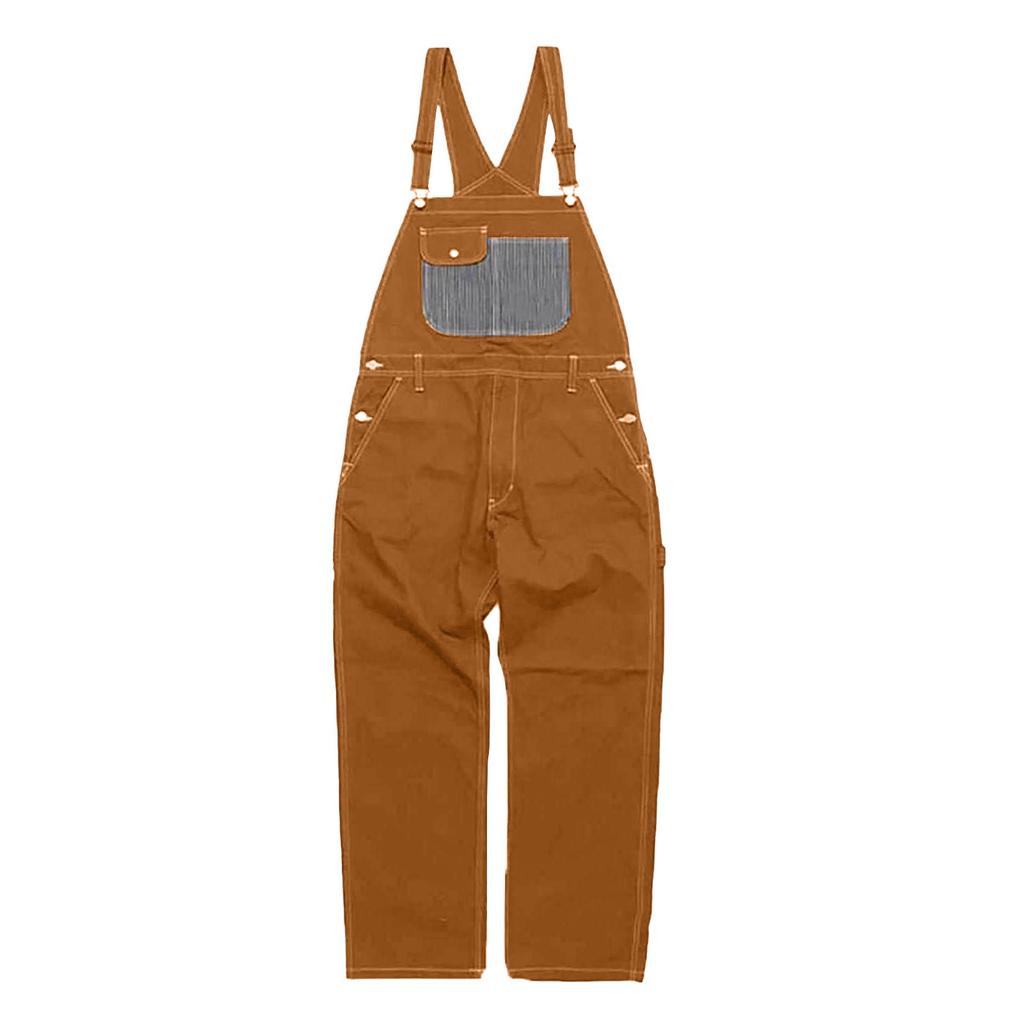 Men'S Work Jumpsuit Casual Retro Versatile Shoulder Straps Personalized Jumpsuit Patch Multi Pocket Shoulder Straps Overalls