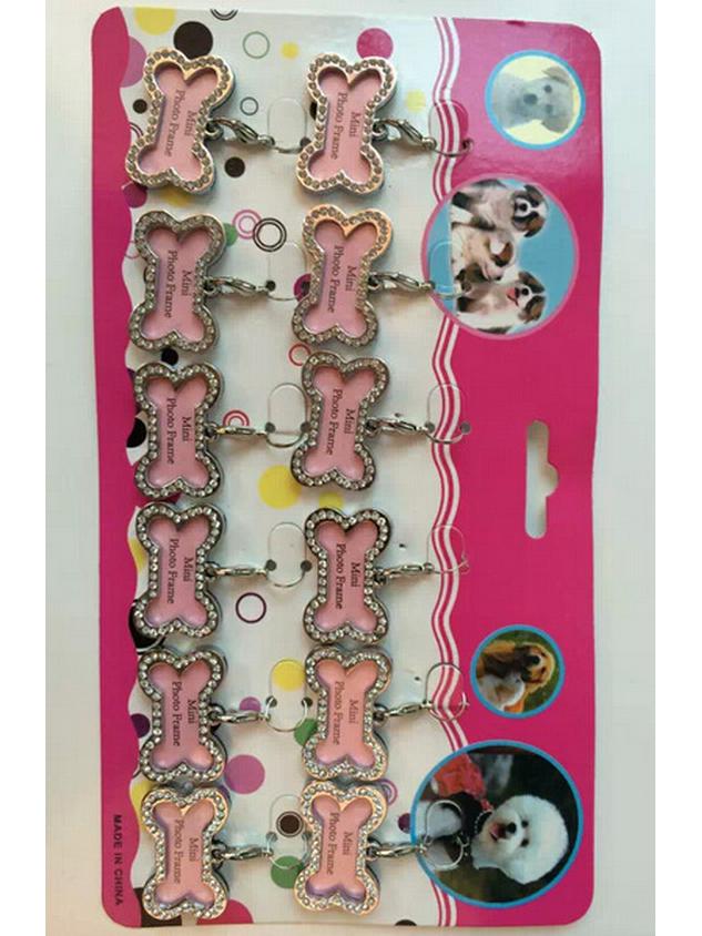 Pingente de Identificação para Animais de Estimação Osso com Strass - Pingente de Joia para Cães à Prova d'Água