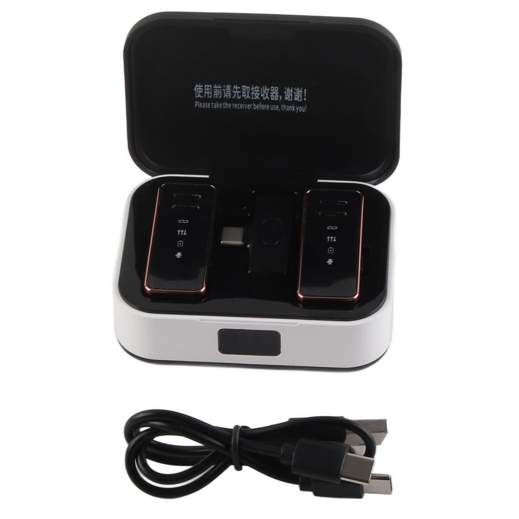 2 Stück Drahtloses Lavalier-Mikrofon Omnidirektional Geräuschunterdrückung Echtzeit-Monitor USB C