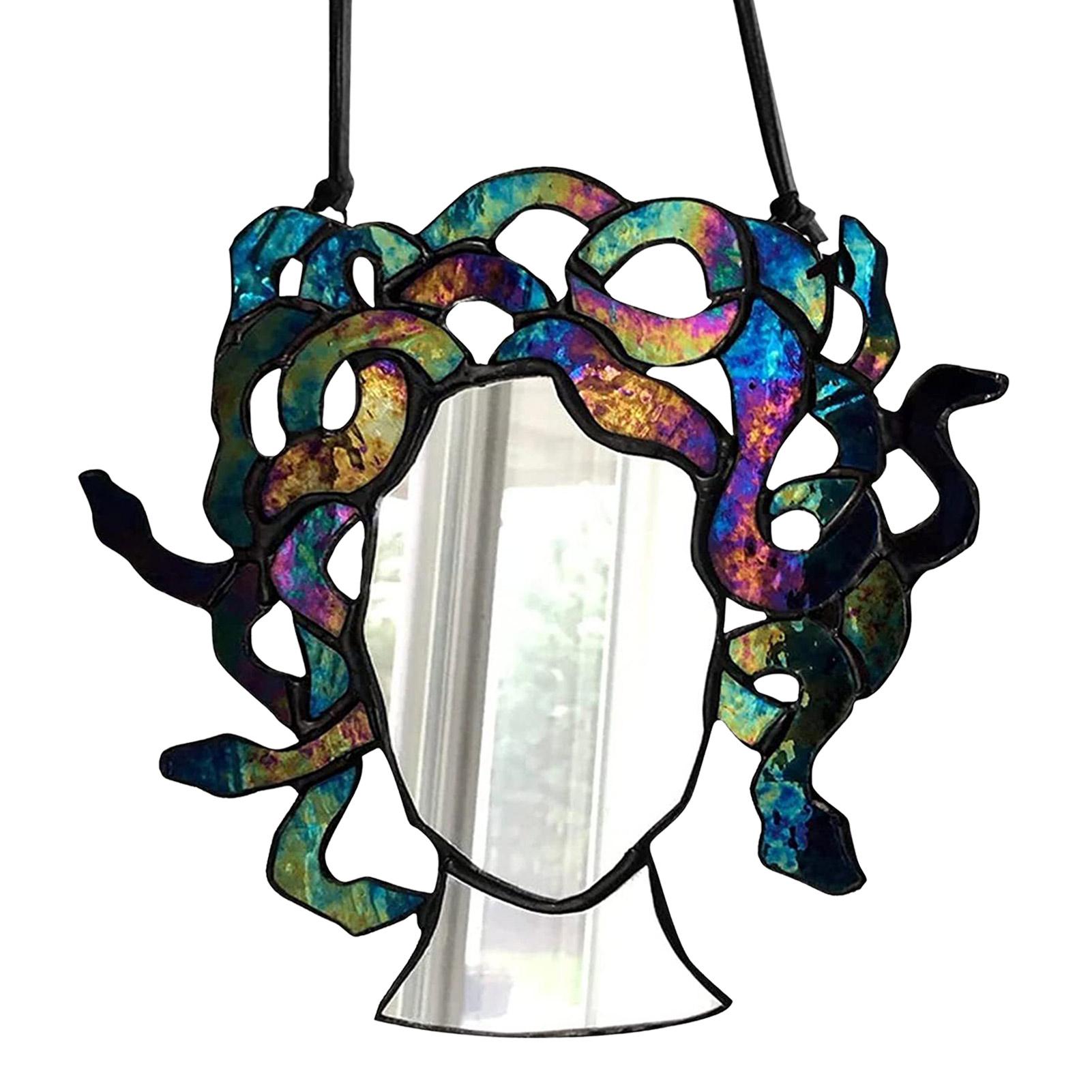 

Stained Glass Medusa Mirror Colorful Acrylic Decorative Medusa Hair Home Garden Courtyard Balcony Decoration For Party Wedding фіолетовий