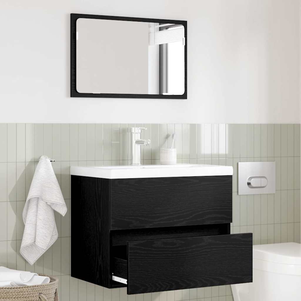 Bathroom Furniture Set with Drawers 2 Pcs Black Oak Look