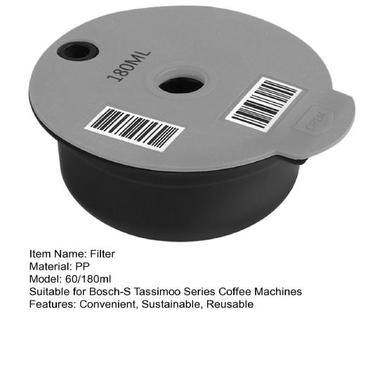 Reusable Coffee Capsules for Bosch Tassimo 60/180ML Refillable Espresso Pods