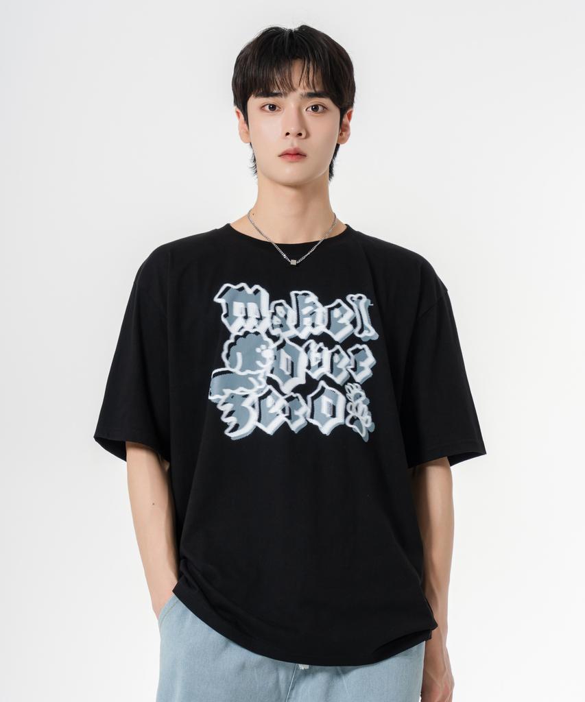 MOZMOZ Puppy Fit Oversized Short Sleeve T-Shirt Black