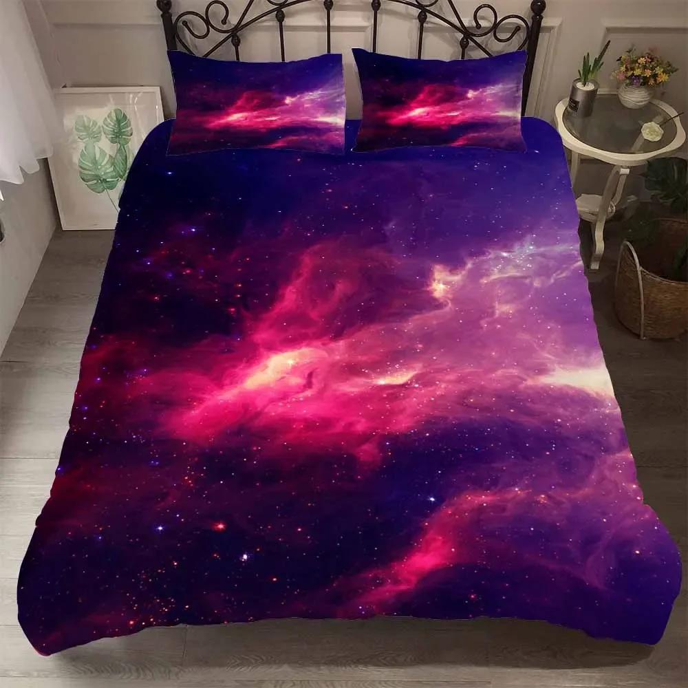 Druck Starlight Galaxy Mikrofaser Bettbezug mit Kissenbezügen Sternenhimmel Bettdeckenbezug Bettwäscheset Dropship Duver Cove Sets