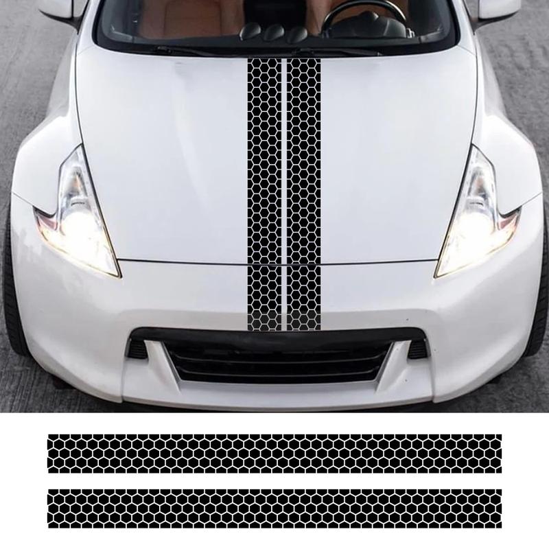 2PCS Honeycomb Graphics Car Engine Hood Stickers Racing Car Body Vinyl Decals Self-adhesive Auto Decoration Stickers Accessories