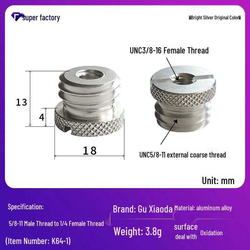 

5/8 Coarse Thread Converter for 1/4 to 3/8 Camera Mount or Laser Level Tripod